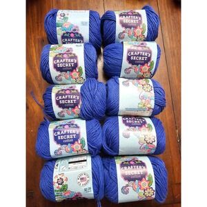 10 Skeins Crafter's Secret Cotton Yarn 12 Royal Blue 100% Cotton